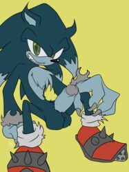 2019 absurd_res anthro balls blue_body blue_fur claws clothing digital_media_(artwork) erection eulipotyphlan fingernails fingers fur gloves green_eyes handwear hedgehog hi_res humanoid_penis male male_only mammal nails nude penile penis ruetteroulette sharp_teeth smile solo sonic_(series) sonic_the_hedgehog sonic_the_werehog spikes teeth video_games were wereeulipotyphlan werehog