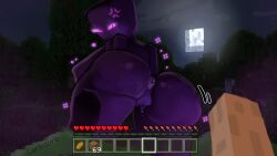 angry anus blocky_body carbdorb dark_skin enderman large_ass large_breasts looking_at_viewer minecraft night presenting_hindquarters purple_eyes wet_pussy