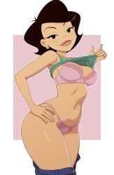 1girls alternate_version_available american_dragon:_jake_long bare_arms bare_shoulders big_breasts black_eyes black_hair blue_pants bottomwear bra breasts clothing ear_piercing earrings female female_only hips jeans kyde lace lace-trimmed_bra lace-trimmed_panties lace_trim lifting_shirt lips mature mature_female mature_woman milf mother necklace neckwear panties pants pants_down pearl_necklace pink_bra pink_panties shirt_lift shirt_up smile solo solo_female susan_long thick_lips thighs topwear underwear wide_hips