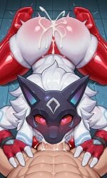 2boys ai_generated blowjob blush cum_in_mouth femboy furry furry_only gay_sex kindred league_of_legends