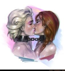 2girls anna_(frozen) blonde_hair bondage bound_together breast_squish breasts chained chains closed_eyes clothing collar crying crying_with_eyes_closed disney duo elsa_(frozen) enslaved_royal female female_only femsub forced_incest forced_kiss forced_partners forced_yuri frozen_(film) human human_only incest kissing light-skinned_female light_skin linked_collar long_hair metal_collar multiple_girls multiple_subs princess red_hair royalty sabudenego sex_slave short_hair sister sister_slaves sisters slave tears uncomfortable yuri