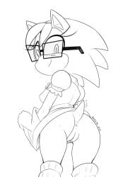 anus ass bernadette_hedgehog dress furry glasses gloves hedgehog kayla-na looking_at_viewer mobian_(species) monochrome pussy sketch smiling_at_viewer sonic_(series) sonic_the_hedgehog_(archie) sonic_the_hedgehog_(comics) sonic_the_hedgehog_(series) tail