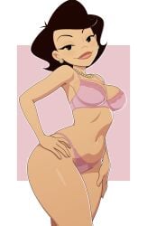 1girls alternate_version_available american_dragon:_jake_long bare_shoulders big_breasts black_eyes black_hair bottomwear bra breasts clothing ear_piercing earrings female female_only hips kyde lace lace-trimmed_bra lace-trimmed_panties lace_trim lingerie lips mature mature_female mature_woman milf mother necklace neckwear no_pants panties pearl_necklace pink_bra pink_panties smile solo solo_female susan_long thick_lips thighs topwear underwear wide_hips