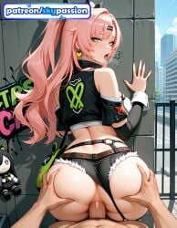 1boy 1girls 2026 ai_assisted ai_generated anime ass ass_grab big_ass booty cock dick earrings grabbing_another's_ass grabbing_own_ass groping hetero hi_res high_quality high_resolution highres jewelry long_hair love_making nicole_demara patreon patreon_username penetration penis pink_hair pov sex sex_from_behind sexual_intercourse skypassion solo_focus stable_diffusion straddling thong tongue tongue_out watermark zenless_zone_zero