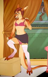 aiden_taylor anthro clothed clothing female guaged_ear hi_res kangaroo legwear macropod mammal marsupial piercing pussy solo stockings sunflowerbun