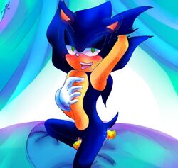 2011 anal anal_sex andromorph bodily_fluids cuntboy dark_sonic drooling green_eyes hi_res intersex looking_at_viewer penetration pussy sadic-shadow saliva sex_toy sonic_(series) sonic_the_hedgehog vaginal_penetration