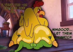 16:9 2025 4k aggressive all_fours anthro ass avian beak between_buttocks big_butt bird black_eyes bubble_butt butt_grab caught_in_the_act chameleon chicken cowgirl_position dialogue digital_media_(artwork) dominant dominant_male duo encouragement english_text epic_games ernie_the_giant_chicken faceless_character faceless_male family_guy feathers fortnite fortnite:_battle_royale from_front_position galliform green_body hand_on_butt hi_res huge_butt lizard looking_pleasured male male/male male_penetrated male_penetrating male_penetrating_male nude on_bottom on_top penetration phasianid rear_view reptile scalie sex sitting_on_another size_difference tail text vandoughy widescreen yellow_body yellow_feathers ziggy_(fortnite)