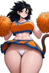 1girls ai_generated alien alien_girl ass belly belly_button black_eyes black_hair bra breasts cheerleader cheerleader_costume cheerleader_outfit cheerleader_uniform child_bearing_hips dragon_ball dragon_ball_minus dragon_ball_super female gine hips huge_ass huge_hips large_ass large_breasts milf mommy monkey_tail mother perchance_ai pompoms pussy pussy_visible_through_panties pussy_visible_through_thong saiyan saiyan_female saiyan_tail skirt skirt_lift sports_bra tagme thick_thighs thighs thong white_thong