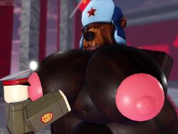 3d animated areola areolae bear belly big_breasts big_moobs big_tits breast_sucking breastfeeding breasts brown_fur busty busty_boy busty_male closed_eyes duo gay hammer_and_sickle huge_breasts huge_moobs male male/male male_breastfeeding male_breasts male_only male_tits male_with_breasts moobs muitetul nipples no_sound penis penis_base roblox roblox_hat robloxian size_difference sucking_nipples sucking_on_nipple tagme ushanka ushanka_bear_head_(roblox) video voluptuous voluptuous_male