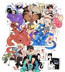 2girls 6+boys after_sex alice_(alice_yagami) anus black_goo black_slime black_thighhighs blonde_hair blue_body blue_horns borrowed_character cum dark-skinned_femboy dark-skinned_male dark_skin demon_boy docfriend docu_(doppel) doll_joints doppel double_anal dragon_boy facemask fellatio female femboy femboy_on_female femboy_on_femboy femboy_on_futa frame gaping_anus goo_boy green_body group_sex hel_dogar huge_cock interracial interspecies josou_seme kai_(kaijusundae) kissing_penis male male_focus manlet_stamen oni_horns oral orgy oscar_(ra4s) panels penis penis_kiss pink_horns pink_skin purple_stripes purple_thighhighs red_body rio_(ra4s) robot sex size_difference slime_boy smile spread_legs standing_sex striped_thighhighs tail_mouth tail_wagging taken_from_behind thick_tail trap trap_on_trap white_background white_hair yaoi