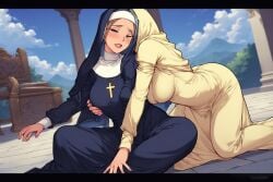 ai ai_generated anime christian_on_muslim christianity clothed female female_on_female hijab horny_female islam muslim_female nun sex yuri