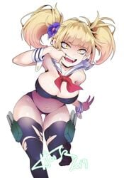 1girls 2019 alternate_breast_size alternate_hairstyle alternate_outfit armpits ass belly bent_over big_ass big_breasts bikini bimbo blonde_hair breasts busty cleavage clothing digital_media_(artwork) eye_contact eyelashes fangs feet female female_only flower hair_flower half-closed_eyes himiko_toga hotvr huge_breasts human large_ass large_breasts leg_up legwear light-skinned_female light_skin long_breasts long_hair looking_at_viewer my_hero_academia navel open_mouth pose posing sharp_teeth side_ponytail simple_background skimpy smile solo standing teeth text thick_thighs thigh_gap thighhighs thighs torn_clothes twintails voluptuous watermark white_background wide_hips wrist_cuffs yellow_eyes