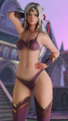 3d jineisho lian_(paladins) paladins purple_underwear underwear white_hair