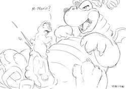 2019 absurd_res anal anthro black_and_white blush dragon duo hi_res hooktail koopa koops male male/male mario_(series) nintendo paper_mario penis rule_63 scalie sex simple_background text video_games white_background zestibone