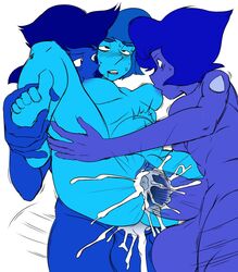 2futas big_penis blue_skin breast_sucking breastfeeding breastfeeding_during_sex cartoon_network cum cum_in_pussy cum_inside double_penetration feet futanari incogneato intersex lapis_lazuli_(steven_universe) mean_lapis medium_breasts nice_lapis steven_universe steven_universe_future vaginal_penetration white_background