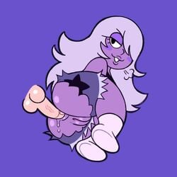 amethyst_(steven_universe) anal ass cam_(artist) camhamsunite disembodied_penis hair_over_one_eye purple_skin pussy sex simple_background steven_universe torn_clothes white_hair