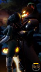 1girls 3d animated blender blizzard_entertainment breasts bride_sombra disembodied_head faceless_male female glowing_penis green_skin halloween latina male overwatch reaper sombra sound stomach_bulge video video_games xshdw