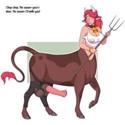 1futa animal_genitalia animal_genitalia_on_humanoid animal_penis bovid_taur breasts centaur cleavage cow_taur dickgirl erect_nipples erection futa_only futanari horsecock horsecock_on_humanoid huge_cock intersex nipples penis sheath solo taur unidentified-tf