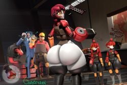 3boys 3girls 3d 3d_(artwork) ass blue_mask blue_clothing black_body big_ass big_thighs clothing dumptruck_ass dialogue dark-skinned_male dark_skin demoman_(team_fortress_2) engineer_(team_fortress_2) enormous_ass fat_ass female gamer126i gloves gigantic_ass helmet huge_ass human human_male humanoid humanoid_female holding_tool indoors large_ass light-skinned_male looking_at_another male massive_ass machine mature mature_female mature_male mammal mask mimi_sentry overalls pants red_hair red_clothing robot robot_girl robot_humanoid senthia shirt short_hair shocked spy_(team_fortress_2) team_fortress_2 text thick_ass thick_thighs thighs wrench