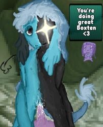 astro_(dandy's_world) blue_skin boxten_(dandy's_world) cum cum_in_pussy cum_inside cuntboy cuntboy/male cuntboy_penetrated dandy's_world dandys_world moon photo_background praise purple_penis sweat vaginal_penetration