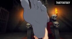3d 3d_(artwork) ai_generated artist_signature bad_end corruption evil_smile femdom first_person_view foot_fetish foot_focus foot_lick foot_worship licking pov removing_shoes submissive submissive_male succubus thatfootguy throne toes tongue tongue_out video worship