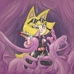 1girl cum cum_on_body dubious_consent inminent_sex kon-tan lady_kon level-5 piopoi ripped_clothing tentacle tentacle_sex trapped yo-kai_watch yo-kai_watch_3 yo-kai_watch_world