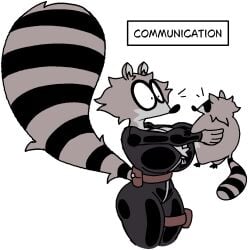 uva_the_raccoon diegutan 2025 oc original_character female female_only raccoon raccoon_girl 1girls furry furry_only furry_female anthro anthro_only anthro_female holding holding_animal communication breasts thighs latex latex_suit