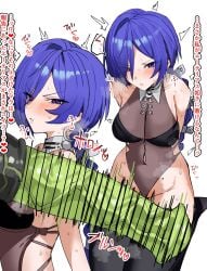 1girls censor_bar censored ethereal_(zenless_zone_zero) female female_focus horn/wood horsecock hoyoverse japanese_text light-skinned_female mihoyo mihoyo_technology_(shanghai)_co._ltd. notes_translation promeia_(zenless_zone_zero) text translated translation_check zenless_zone_zero