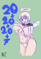 67 67_(meme) angel_girl female female_only large_breasts lily_(moeangel) micro_bikini scketch smug_face zied_diez_(artist)
