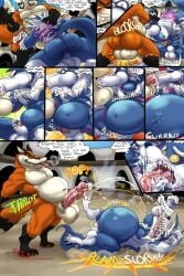 anthro big_belly capcom comic cum darkstalkers fellatio forced_oral fox furry gay hungothenomster jon_talbain kuufuku male_only original_character rape vampire_savior weight_gain were werewolf wolf yaoi