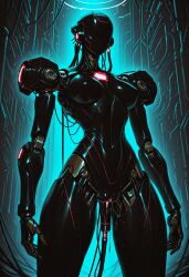 solo solo_robot robot charging charging_cable ai_generated stable_diffusion illustrious_(stable_diffusion) android vaginal_insertion faceless_character faceless faceless_robot_female faceless_robot cable cables servo futuristic