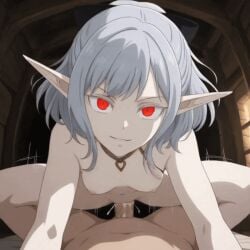 1girls ai_generated animated apocalypse_bringer_mynoghra areola atou atou_the_sludge below_view breasts closed_eyes collar completely_nude completely_nude_female cowgirl_position creampie cum_inside detailed_background elf elf_ears evil_smile eyelashes female female_focus female_penetrated femdom front_view gif gray_hair green_eyelashes grey_hair hetero_sex heterosexual_female isekai_mokushiroku isekai_mokushiroku_mynoghra isekai_mokushiroku_mynoghra:hametsu_no_bunmei_de_hajimeru_sekai_seifuku knees knees_bent legs legs_apart legs_bent legs_open light_skin light_skinned_female looking_at_partner looking_at_viewer low-angle_view male male_pov malesub neckwear nipples nude nude_female odei_no_atou on_top on_top_of_viewer pale-skinned_female pale_skin pink_nipples pointy_ears pov pov_eye_contact pov_male pussy red_eyes ride riding riding_penis sex sex_with_viewer shaved shaved_pussy small_breasts straddling tagme talking talking_to_partner talking_to_viewer vagina vaginal vaginal_creampie vaginal_penetration vaginal_sex viewed_from_below viewed_from_front voice_actor_request window