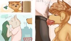 absurd_res anthro bird_dog canid canine canis clara_(meesh) clothing comic domestic_dog duo fellatio female female/female fox golden_retriever hi_res hirofumi_kumori huge_filesize hunting_dog japanese japanese_text male mammal oral penile question_mark retriever sex sniffing sniffing_clothes text tongue_out_blowjob
