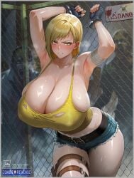 1girls 2025 alternate_version_available blonde_hair bondage breasts female house_of_the_dead huge_breasts large_breasts linda_rotta sega the_house_of_the_dead tomo_(artist) zombie zombie_revenge zombies