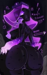 ! absurd_res angry_expression areola ass_expansion azura_inalis big_butt biped body_slider breasts butt butt_expansion expansion eyelashes female female_only fingers genitals hi_res huge_butt microsoft minecraft mojang nipples not_furry nude pupils purple_body solo text tongue tongue_out vulva wide_hips xbox_game_studios