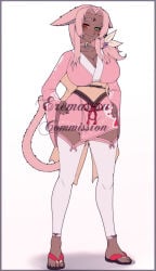 big_breasts butterfly_tattoo cat_ears cat_girl cat_tail catgirl commission dark-skinned_female dark_skin dark_skinned_female eremas-su eremassu face_mark face_markings female female_focus female_only forehead_mark forehead_markings fully_clothed green_eyes green_tattoo hair_ornament hair_ribbon hara_(lupinezinico) heterochromia large_breasts long_hair looking_at_viewer lupinezinico_(zinico) mark_on_forehead oc pink_cat_ears pink_cat_tail pink_ears pink_hair pink_kimono pink_tail red_eyes sandals short_kimono smile tail thick_thighs watermark