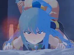 akrscoi aqua_(konosuba) blush cum cum_in_pussy doggy_style kono_subarashii_sekai_ni_shukufuku_wo! male_penetrating_female sex sound tagme video