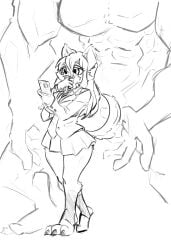absurd_res anthro big_breasts bottomwear breasts canid canine clothing duo electronics female fox hand_in_mouth hi_res holding_object holding_phone imminent_rape imminent_sex male male/female mammal monster nomu phone school_uniform size_difference skirt skye_(rainestormuts) snoutless standing tail taking_picture taking_selfie thick_thighs uniform