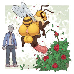 2boys abdomen ai_generated anonymous_male balls bee butthole caught_cumming cum cumming gay horsecock huge_ass huge_balls huge_cock insect migalones shocked watching_from_afar wings