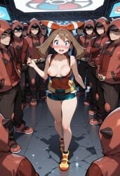 1girl 1girls ai ai-created ai_art ai_assisted ai_generated boys breasts breasts_out game_freak gang greymaker group imminent_gangrape imminent_rape may_(pokemon) medium_breasts multiple_males nintendo nipple_slip nipples no_bra pokemon pokemon_trainer surprised surprised_expression team_magma team_magma_grunt team_magma_grunt_(male) team_magma_uniform teenage_girl teenage_tits