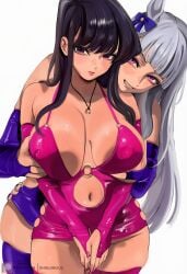 2girls big_areola big_breasts big_nipples bodycon bodycon_dress breast_grab breasts breasts_bigger_than_head breasts_out busty busty_female crossover curvaceous_female curvaceous_figure curves curvy curvy_body curvy_female curvy_figure curvy_hips dress enormous_breasts gigantic_breasts gold_ship_(umamusume) grabbing grabbing_another's_breast grabbing_breasts grabbing_from_behind grope groping groping_breast groping_breasts groping_from_behind huge_breasts huge_thighs komi-san_wa_komyushou_desu komi_can't_communicate komi_shouko lesbian lesbian_couple lesbian_domination lesbian_focus lesbians massive_breasts massive_thighs open_clothes open_clothing perky_nipples revealing revealing_clothes shinjinou thick_legs thick_thighs thunder_thighs thunderthighs tits tits_bigger_than_head tits_out touching_breast umamusume umamusume_pretty_derby wide_hips wide_thighs