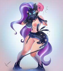 1girls absurd_res big_breasts breasts equid female female_only hi_res horn human mammal mostly_nude mrscurlystyles my_little_pony my_little_pony_(idw) nightmare_rarity pussy rarity_(mlp) solo tf_into_fictional_character transformation unicorn wide_hips