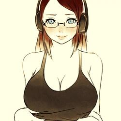 1:1 1girls animated blue_eyes blush bouncing_breasts breasts female_only flashing gamer_girl glasses headphones huge_breasts looking_at_viewer manyakis nipples no_sound original original_character shirt_lift shorter_than_10_seconds shorter_than_30_seconds solo titty_drop undressing upper_body video