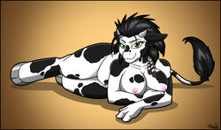 anthro bovid bovine breasts cattle female green_eyes horns looking_at_viewer mammal pussy saillestraife solo