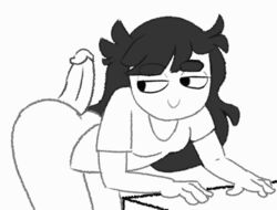 2019 ass big_ass bimbo black_and_white black_hair bottomless buttjob disembodied_penis female female_focus grinding jaiden_animations jaidenanimations jaidens_dad jaidens_mom looking_back no_panties penis smirk tagme thick_eyebrows youtube youtuber