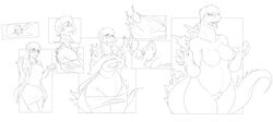 2019 5_fingers anthro ass bodily_fluids bottomwear breast_expansion breasts chemical clenched_teeth clothing drooling eyewear female fingers glasses growth hair human human_to_anthro kaiju koopacap mammal monochrome nipples nude open_mouth pussy reptile saliva scalie sequence short_hair simple_background skirt slightly_chubby solo species_transformation tail_growth teeth thick_thighs torn_clothing transformation white_background wide_hips