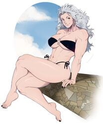 1girls absurd_res barefoot bikini black_nails breasts busty cleavage devlsart dorohedoro earrings feet hi_res huge_breasts legs long_hair looking_at_viewer muscles muscular_female nail_polish naughty_face navel noi_(dorohedoro) orangekissess red_eyes seductive seductive_smile side-tie_bikini smile solo swimsuit thick_thighs thong thong_bikini uncensored white_hair