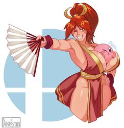 armpits bare_arms bare_legs bare_shoulders between_breasts big_breasts breasts brown_hair busty chinese_dress cleavage dieselbrain fatal_fury huge_breasts king_of_fighters kirby kirby_(series) mai_shiranui muscular_female naughty_face nintendo pinup ponytail pose posing seductive seductive_smile smile standing super_smash_bros. tagme thick_thighs wide_hips