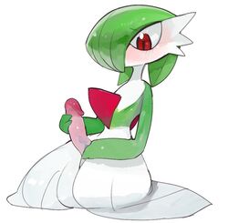 1boy big_eyes big_penis blush erection feral gardevoir girly hair_over_one_eye holding_penis huge_penis humanoid humanoid_penis large_penis liteu male male_gardevoir male_only male_pokemon nintendo penis pokémon_(species) pokemon pokemon_(species) pokemon_rse red_eyes simple_background sitting solo solo_male video_games white_background wide_hips