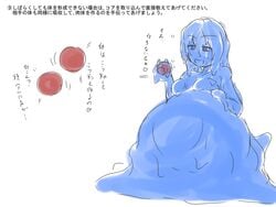 female japanese_text kaname_(artist) kaname_(t-to-fu) monster monsterification slime slime_girl text transformation translation_request